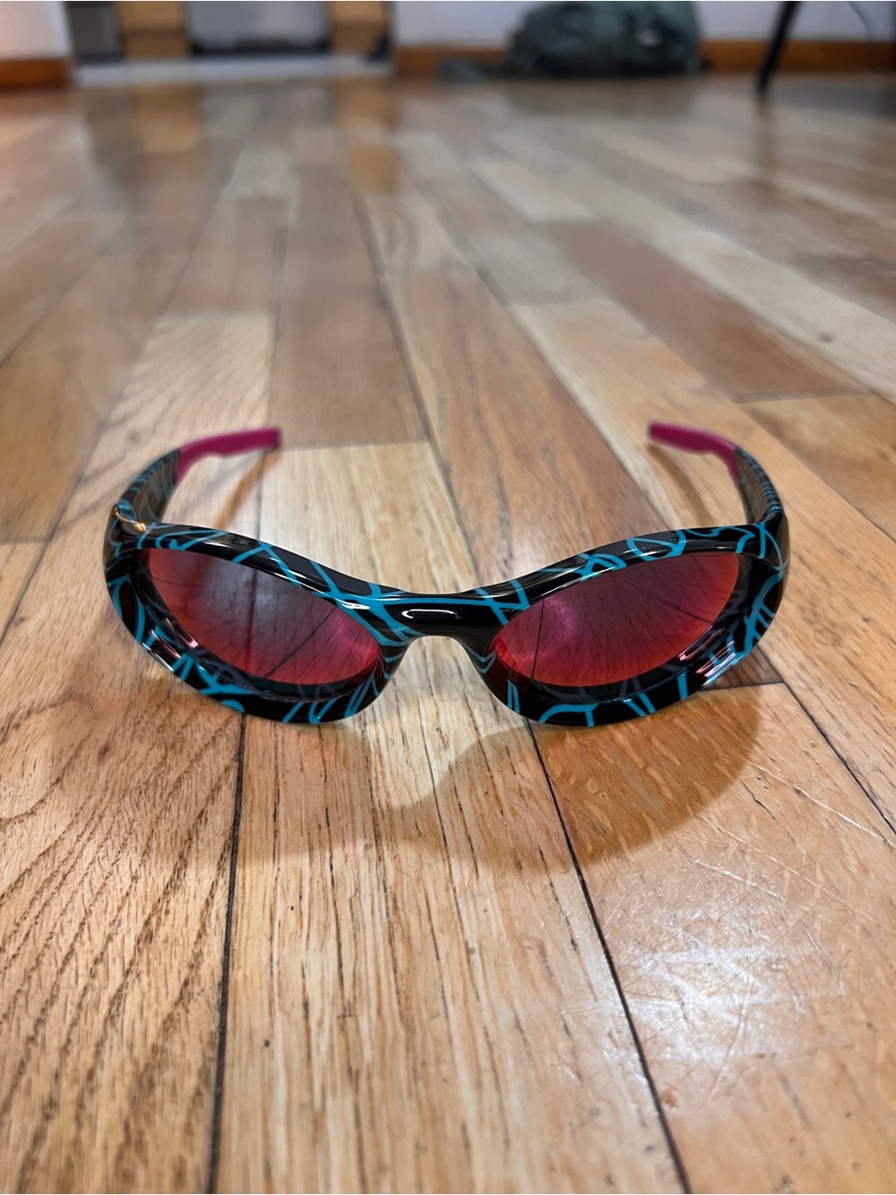 Pit Viper Blue Pattern Sunglasses with Pink Lenses